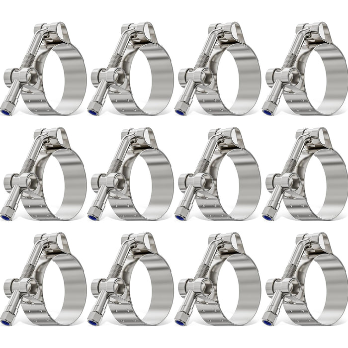 fuel line spring clamp alternative pictured as stainless T-bolt pack; constant tension design keeps hoses tight in use