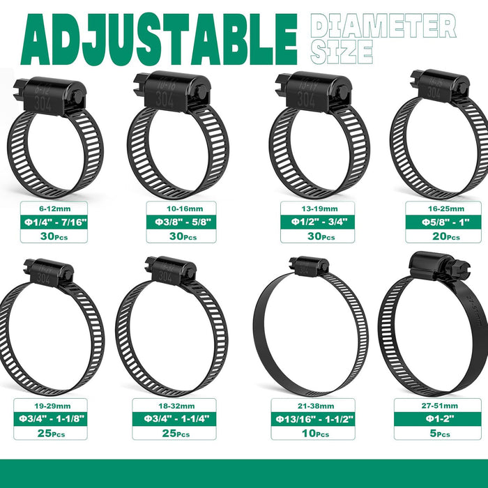 Technician tightening an air hose clamp under a sink; assorted clamp kits and boxes nearby for plumbing maintenance.