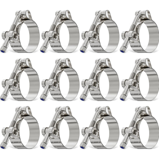 fuel line spring clamp alternative pictured as stainless T-bolt pack; constant tension design keeps hoses tight in use