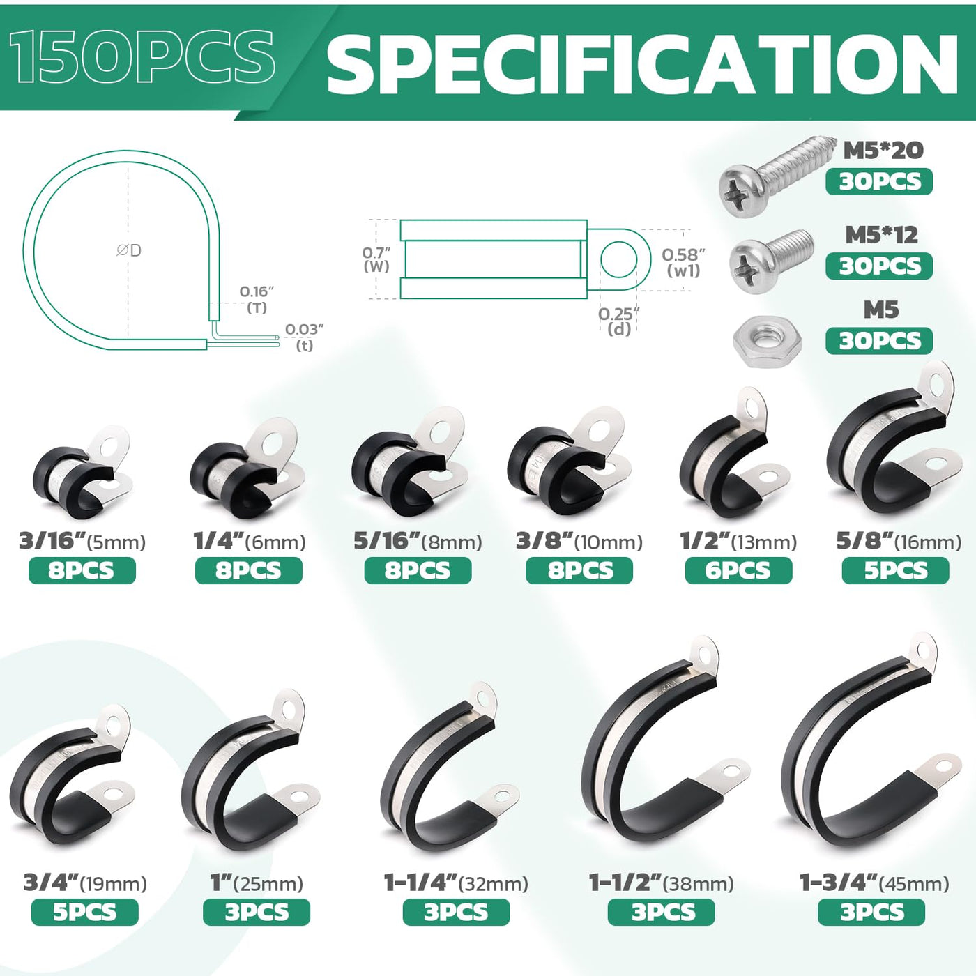 150PCS KIT - Packing list