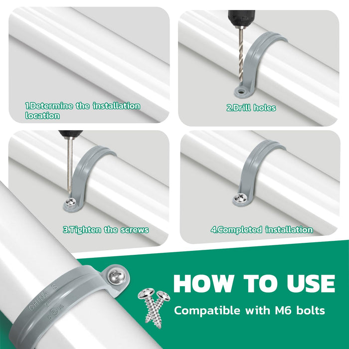 2-4 Inch PVC Pipe Straps - Bagged