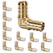 Half-inch 90° elbow shown with sleeves; robust lead-free brass compatible with zirc fittings assortment in water lines.