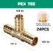 PEX tee 1/2 inch with sleeves, 24pcs; companion for a pex crimping tool kit with fittings during clean branch installs.
