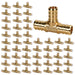Lead-free brass tee pack with protective sleeves displayed; organized pex fittings assortment for branching water lines.