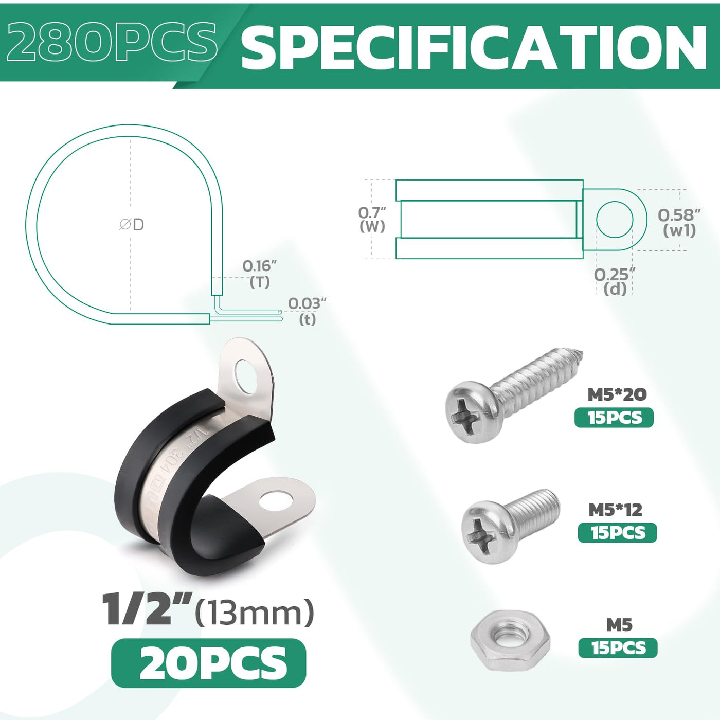 1/2" 65PCS KIT - Packing list