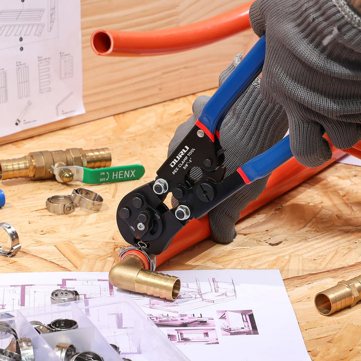 Ouru PEX cinch tool shown in an installation scene from the official product gallery