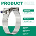 fuel hose clamp, T-bolt style 70–78 mm (2.76–3.07 in) with 19 mm band; corrosion-resistant, smooth edges, tight seal