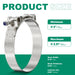 clamp for fuel line, stainless T-bolt band fits 76–84 mm (3.00–3.30 in); 19 mm strap with locknut for secure sealing