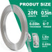 Size diagram for 20ft stainless band, torque and thickness shown; demonstrates versatile hose clamp types cut-to-length design.