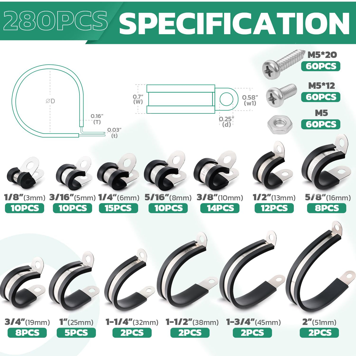 280PCS KIT - Packing list