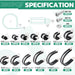 280pcs cable loop clamp kit: assorted cushioned P-clamps from 1/8–2 in with M5 screws and nuts chart.