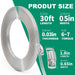 Product size chart for adjustable stainless banding, 30ft roll with specs for building a clamp hose radiator fit on large tubes.