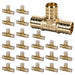 Assorted pex fittings pack image: brass tees with protective sleeves, PEX-B compatible, ideal household plumbing stock.