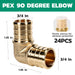 PEX B stainless steel fittings compatible: brass 3/4 elbows accept stainless clamp rings; NSF/UPC rated; smooth barbs.