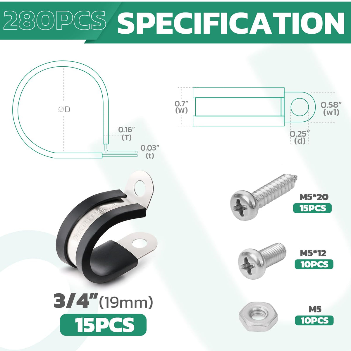 3/4" 50PCS KIT - Packing list