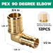 12-pack 3/4 x 1/2 in 90° elbow, lead-free brass barbed, NSF listed pex fittings 3/4 for potable water applications.