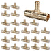 24-pack brass tee 3/4 x 3/4 x 1/2 for PEX-B; precise barbs, capped ports; alt search keyword supported: zirk fittings