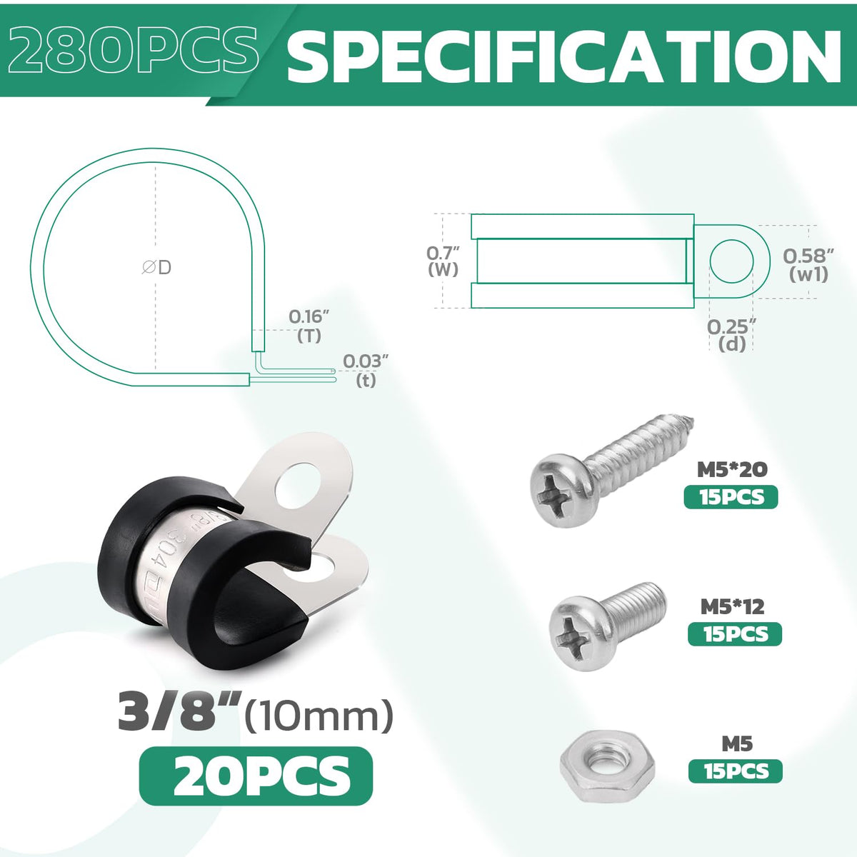 3/8" 65PCS KIT - Packing list