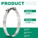 Stainless motorcycle fuel line clamp with T-bolt tensioner, adjustable 4.76–5.08 inch, band protects silicone hoses.