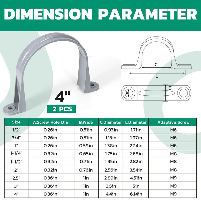 2-4 Inch PVC Pipe Straps - Bagged