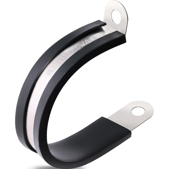 Assorted sizes of 304 stainless steel cable clamps with thick rubber insulation.