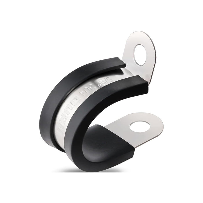 Single 304 stainless, cushioned metal wire clip showing mounting eyelet and smooth finish.