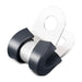 Close-up of 304 stainless, rubber-cushioned metal wire clips for securing cables and pipes.