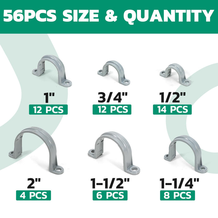 56pcs PVC Pipe Straps Assortment Kit