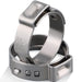Close-up of 5/8 single-ear clamp rings shows sizing and quality, illustrating the best type of pex fittings for tight seals.