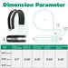 wiring clips dimensions diagram showing width, cushion thickness, screw hole size for rubber-lined clamp.