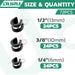 wire rope cable clamps assortment: 72pcs—24 each of 1/4, 3/8, 1/2 inch rubber-lined stainless P-clamps.