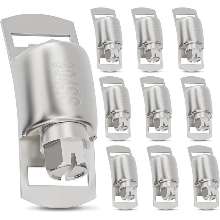 Pack of 10 stainless fasteners for washing machine drain hose clamp; fit slotted metal strap for DIY worm gear clamps.