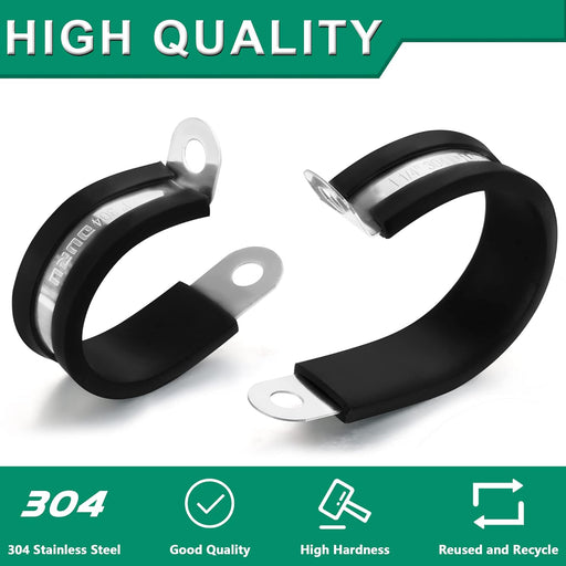 Canle clamp, 304 stainless with thick rubber insulation; reusable, recyclable, durable.