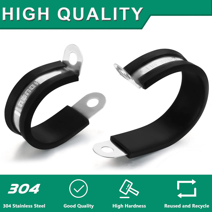 Canle clamp, 304 stainless with thick rubber insulation; reusable, recyclable, durable.