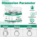 Dimension parameter graphic for 3/8 in PEX clamps, before/after diameter range table, plus anti-rust ring clamps icons.