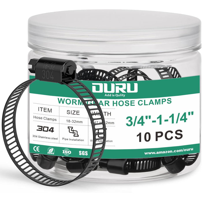 Durable hose clamp adjustable kit with stainless steel material, corrosion resistant, perfect for securing pipes and hoses tightly.