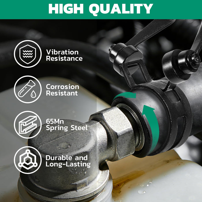 Single ear hose clamps installed on a hose joint, highlighting vibration and corrosion resistance of steel clamp.