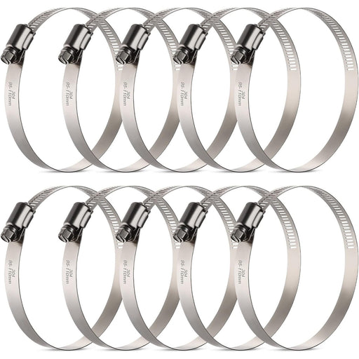 Stainless hose clamps multipack, 95–110mm adjustable worm drive for plumbing, automotive, ducting.