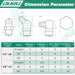Detailed chart of grease gun fittings dimensions and angles for 1/4"-28 and 1/8"-27 threads; quick selection guide.