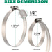 Stainless steel hose clamps, 95–110mm, worm-gear with 1/2-inch band for secure pipe fastening.