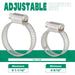 Adjustable hose clamp clip in 304 SS, 9/16–1-1/16 inch range perforated band and screw housing close-up view for repair.
