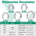 Dimension chart of stainless steel PEX clamp assortment, sizes 3/8 to 1 inch, ideal for secure pex crimp rings installs.