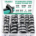Electrical wire clamps kit in storage case, mixed sizes for securing cables, conduits, and hoses.
