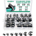 Wire clamp assortment kit in organizer; stainless rubber-cushioned P-clamps for hoses.