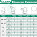 Dimension table for SAE and metric straight, 45°, 90° nipples designed to pair with a grease gun for zerk fittings.