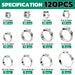 Single ear hose clamp kit with multiple clamp diameters and quantities, organized layout for plumbing and hose repair.