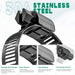 Two stainless adjustable hose clamp sizes with min and max diameters; smooth band and worm gear provide tight sealing.
