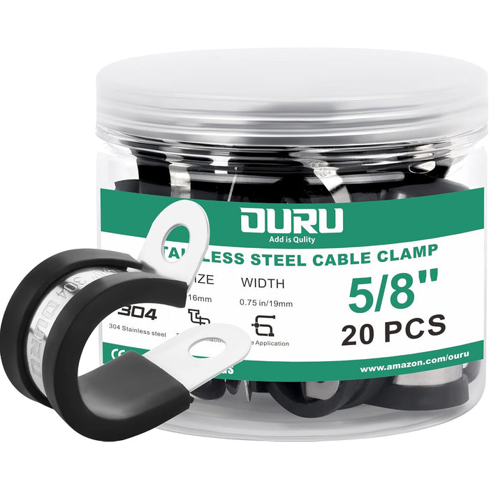 5/8 inch 304 stainless with rubber lining, 20 pieces for pipe and cable management.