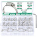 Assorted worm-gear bands with driver tool; versatile clamp for office chair cylinder fixes, home repairs, and tubing.
