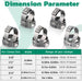 Dimension table for assorted crimp rings; sizes 3/8–1 inch and widths listed for PEX and hose clamp applications.
